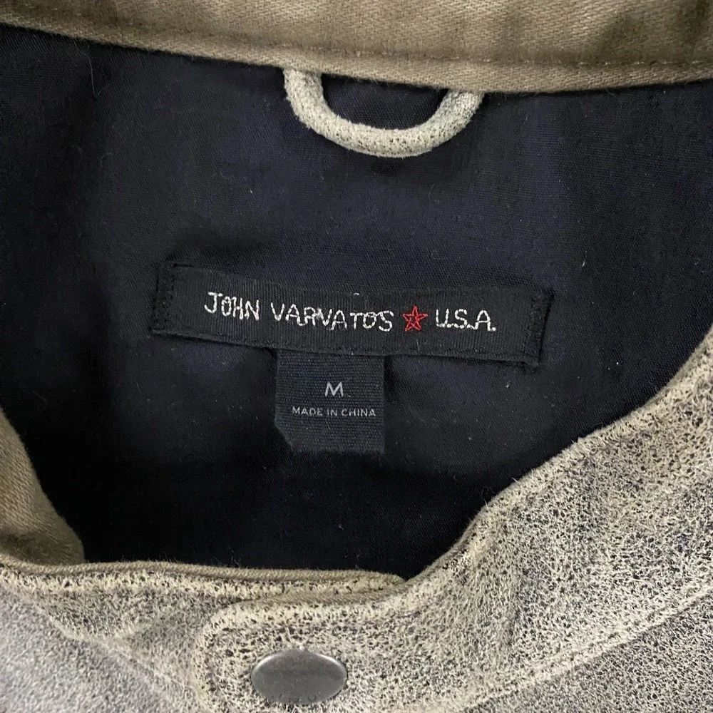 John Varvatos Leather Jacket Medium READ Lambskin Moto Cafe Racer Band Collar